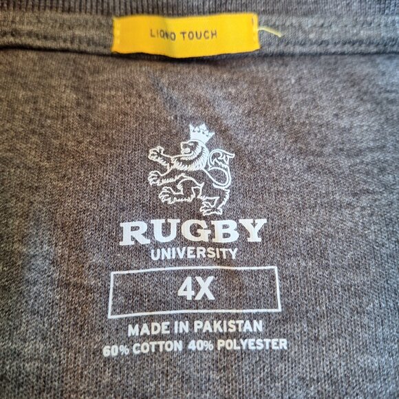 Rugby University Heather Gray Mens Size 4X Polo Shirt Short Sleeve Liquid Touch - Picture 2 of 9